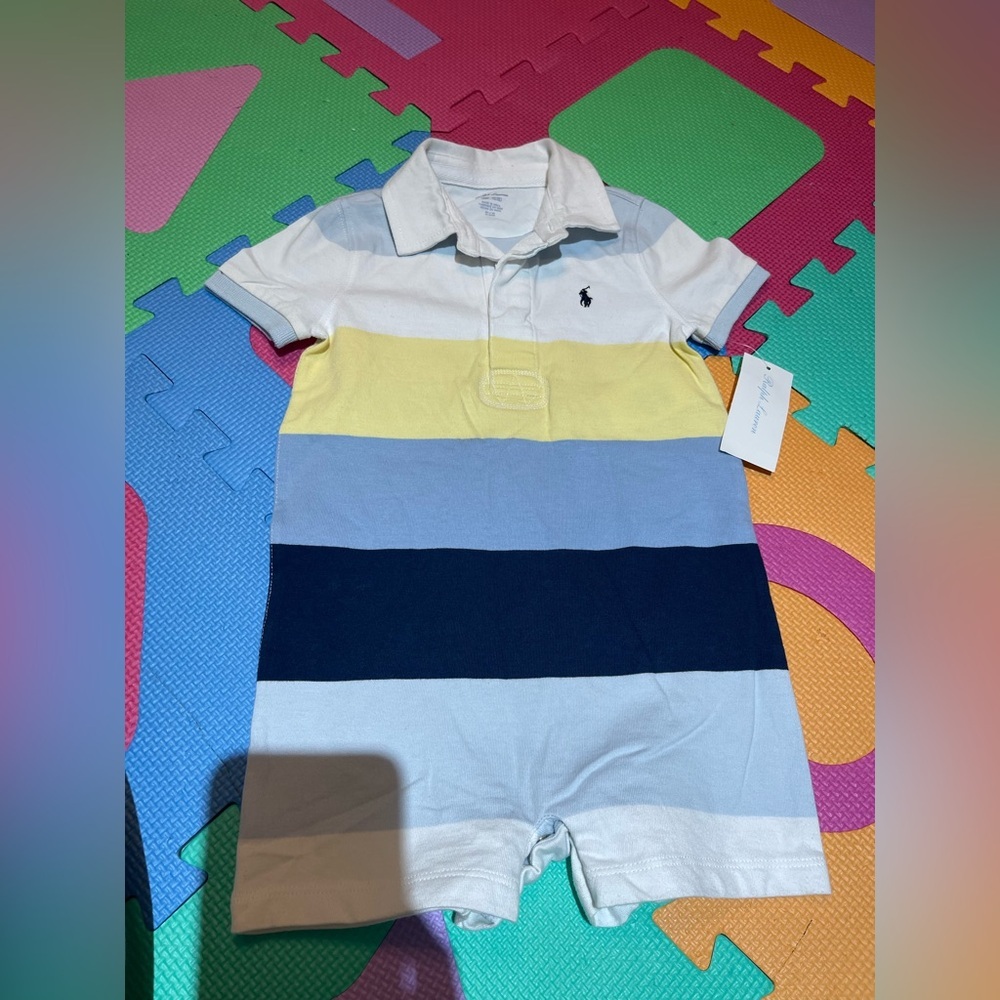 Ralph Lauren Kids Polo - Blue, Yellow, White Stripes